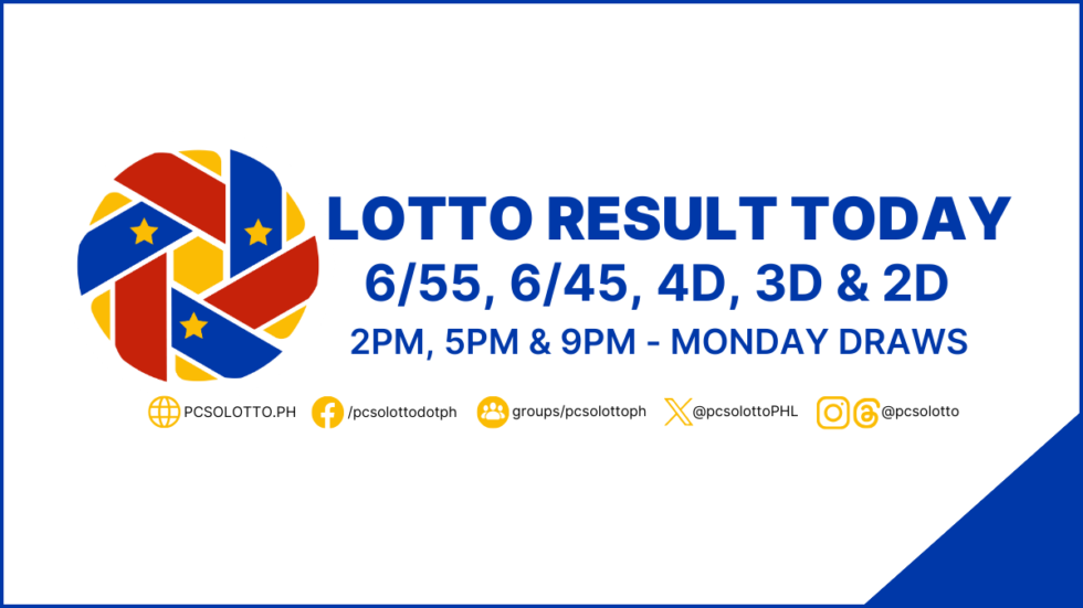 PCSO Lotto Result Today - Monday draws