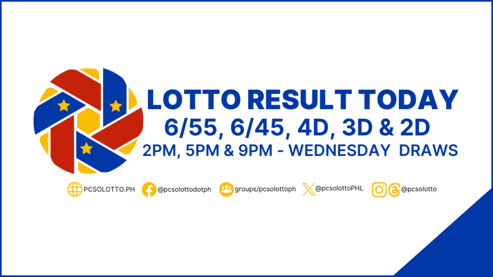 PCSO Lotto Result Today, Wednesday Draws